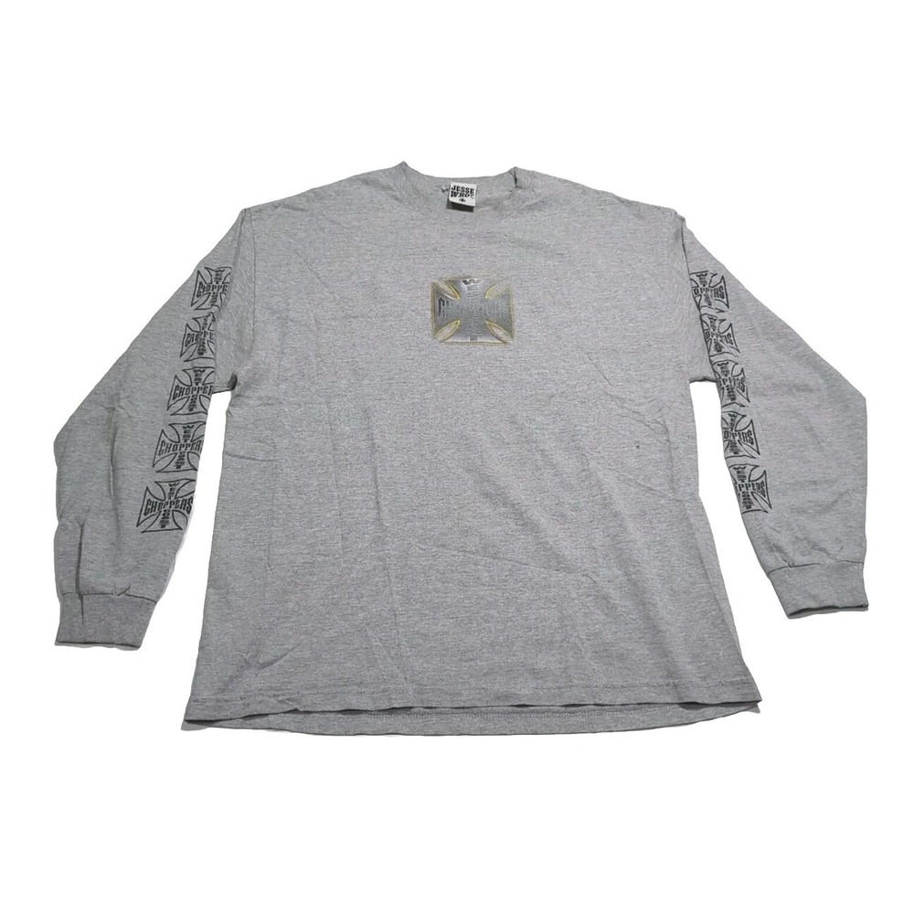 Jesse Who West Coast Choppers Maltese Cross Sleeve T-Shirt Gray (Hole)